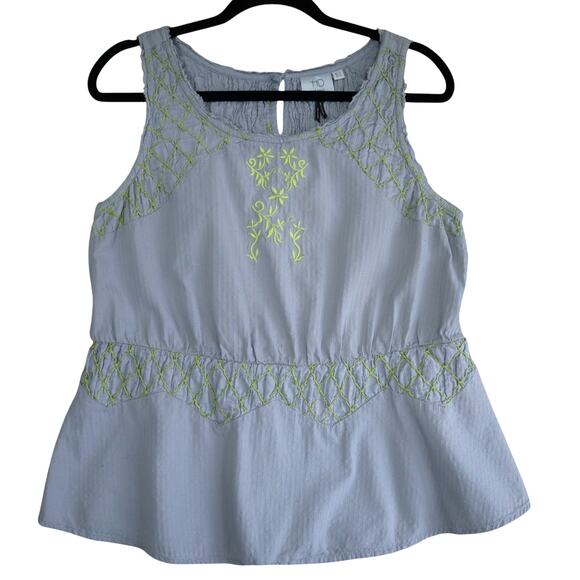 Anthropologie HD In Paris Sun Stitched Floral Embroidered Peplum Blouse Size 12 - Picture 2 of 11